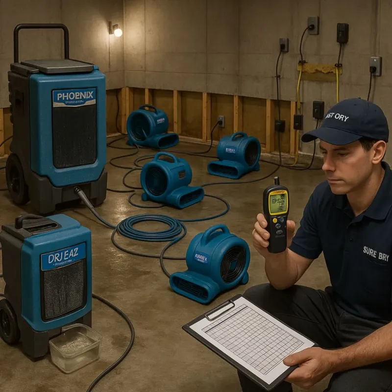 Structural Drying and Dehumidification process in Bakerstown, PA